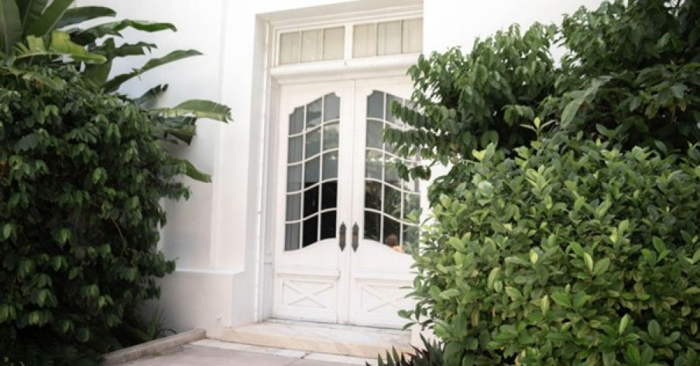 white double hinged French doors