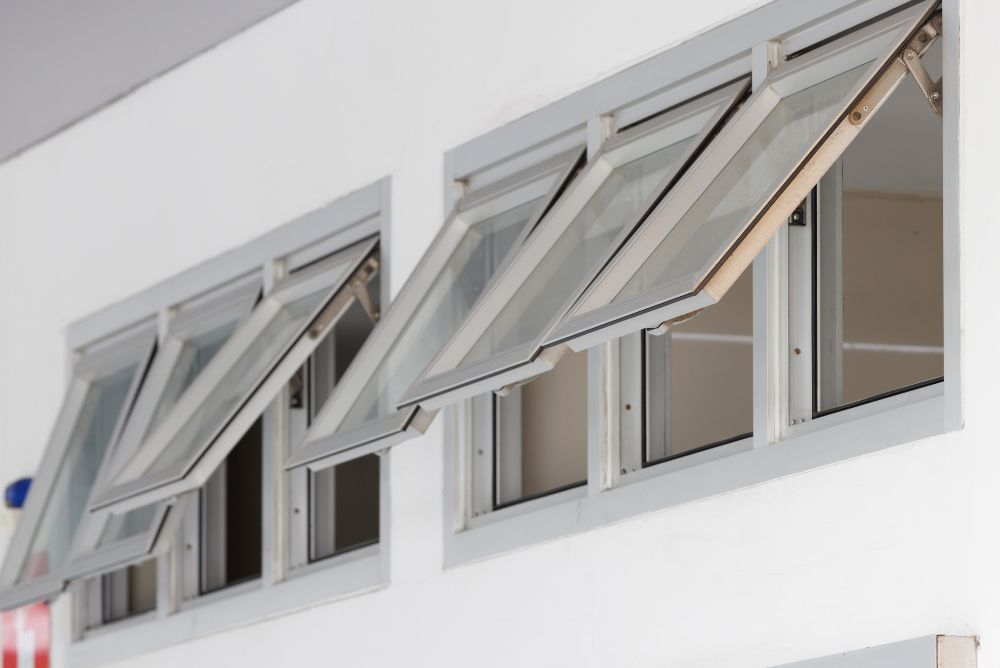 Awning windows on an Australian home professionally installed by Clearview Security